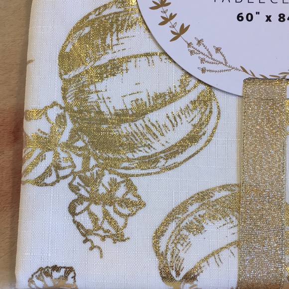 Metallic Pumpkin Harvest Fall Rectangular Tablecloth 60” X 84” sparkle gold NWT - Picture 6 of 16